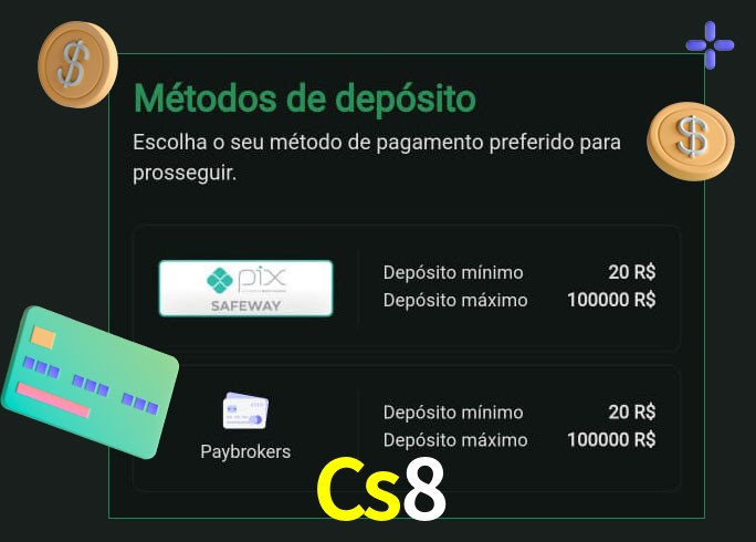 O cassino Cs8 oferece uma grande variedade de métodos de pagamento